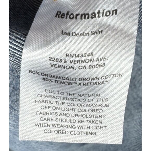 REFORMATION JEANS Lea Denim Shirt Bethesda Row Size XS Oversized - Picture 4 of 7